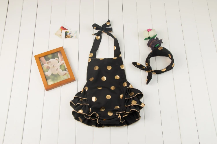 New Arrival Baby Girls Fashion Bubble Rompers Pink Gold Dot Print