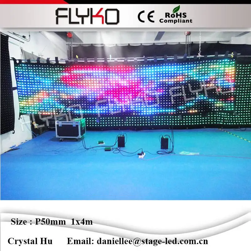 

Flexible led video curtain for fireproof displaying background P5cm 4x1m