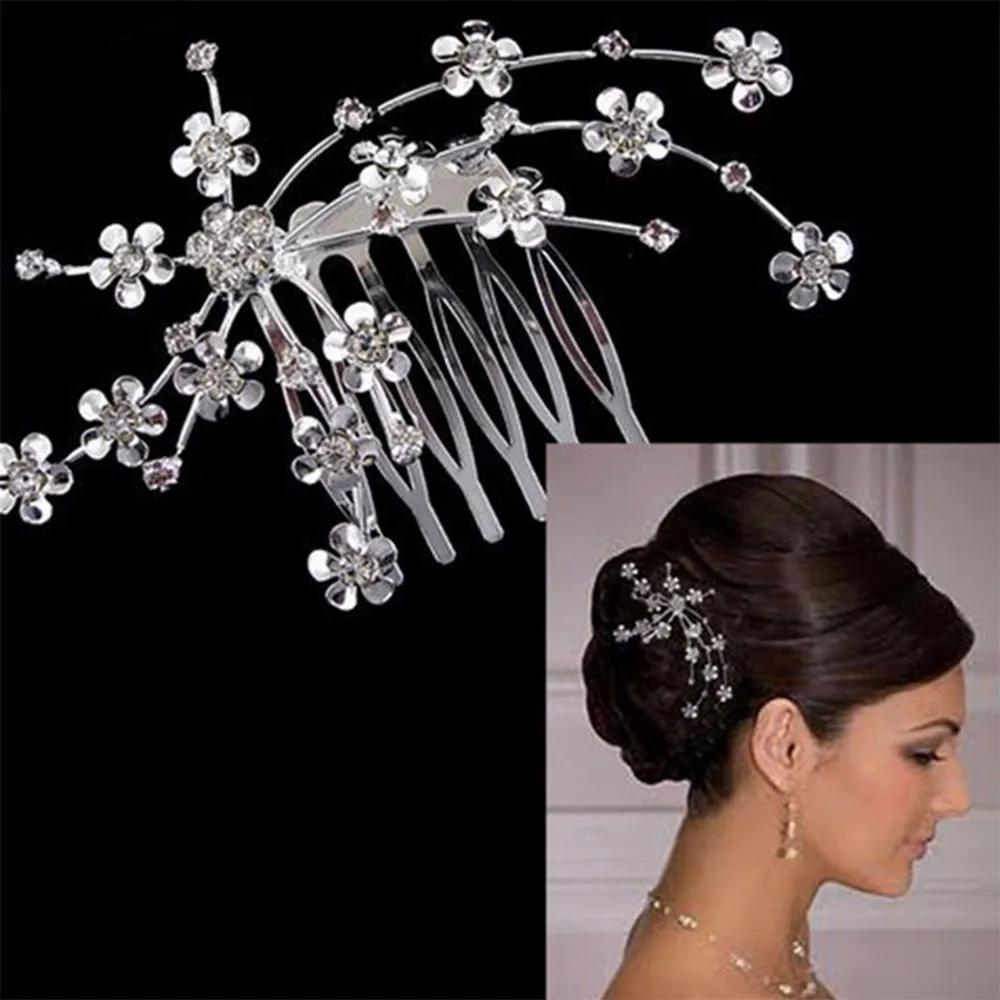 

KISSWIFE New Silver Personality Crystal Wedding Bridal Jewelry Headband Hair Clip Hair Jewelry Accessories best deal 1pcs