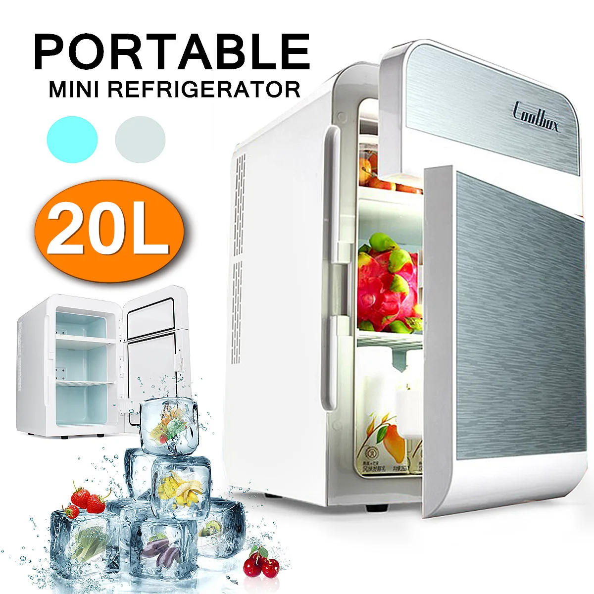 

20L Portable Refrigerator 12V/220V 65W Car Home Caravan Boat Fridge Cooler/Warmer Dual Core 2 Door Design 3 Layers To Storage