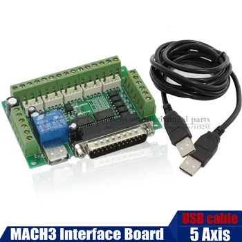 

Free shipping MACH3 Interface Board CNC 5 Axis With Optocoupler Adapter Stepper Motor Driver + USB cable