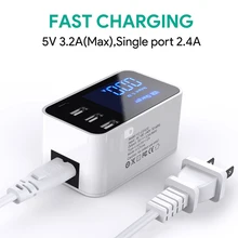 

Smart Quick Charge Type C USB Charger HUB LCD Display Smart Charger Travel Mobile Phone Fast Charger For iPhone Samsung Adapter