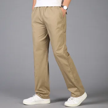 

Men Cargo Pants Plus Size 5XL 6XL Man Overall Male Cotton Work Trousers Multi-Pocket Elastic Waist Loose Straight Pants Joggers
