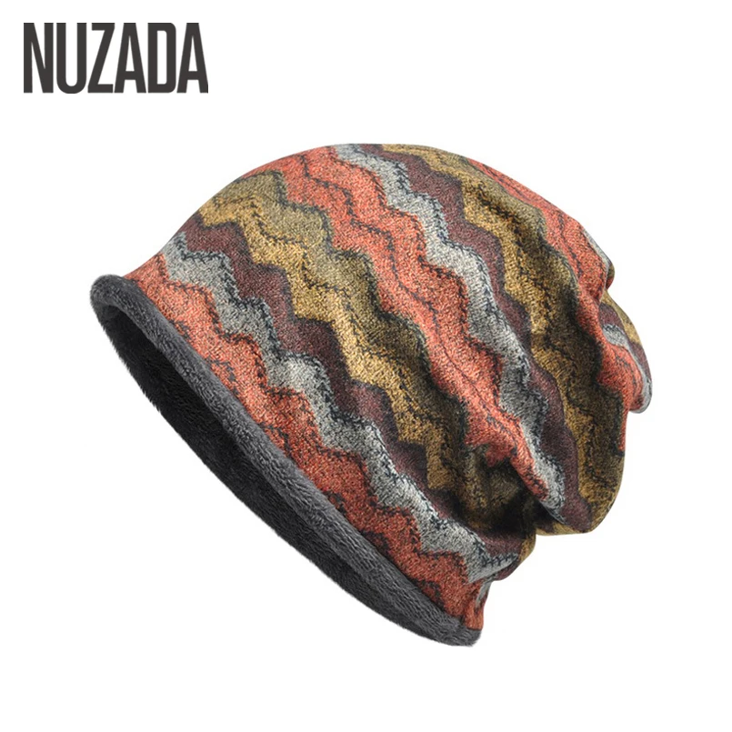 

Brand NUZADA Thicker Style Add Fluff Knitted Caps Hat Winter Keep Warm Men Women Hedging Cap Skullies Beanies Bonnet Cotton