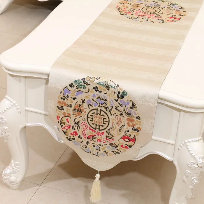 Ethnic Printed Silk Brocade Table Runner High End Chinese style Rectangular Dining Table Protective Mats Tea Table Cloth Ethnic Printed Silk Brocade Table Runner High End Chinese style Rectangular Dining Table Protective Mats Tea Table Cloth