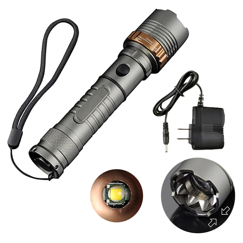 

6000LM Lamps Self Defense LED flashlights Cree XM-L T6 Rechargeable Torch powerful Lantern Tactical Outdoor Torch light