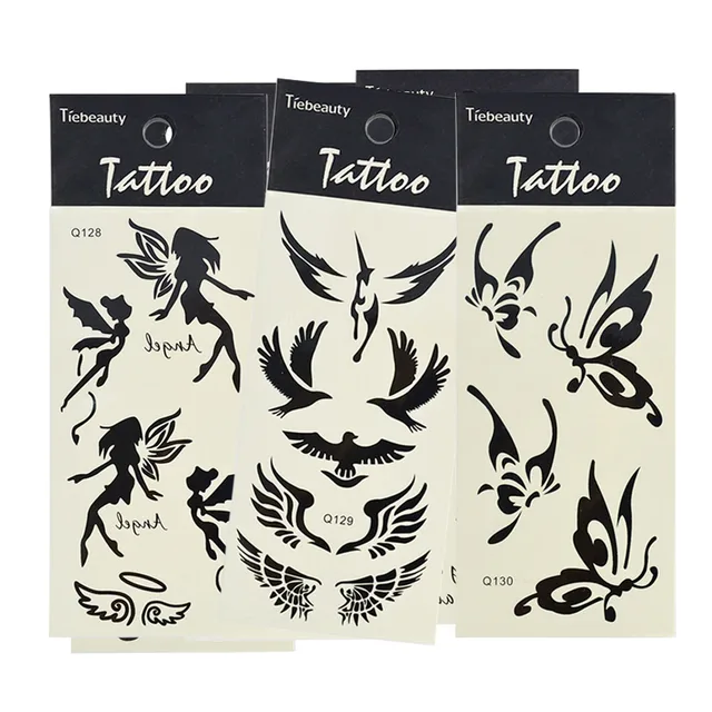 1 Sheet Sexy Butterfly Angel Temporary Tattoo Body Art Sticker Black 15x6cm Waterproof Fake Tattoo Styling Sticker LA125-130 1 Sheet Sexy Butterfly Angel Temporary Tattoo Body Art Sticker Black 15x6cm Waterproof Fake Tattoo Styling Sticker LA125-130