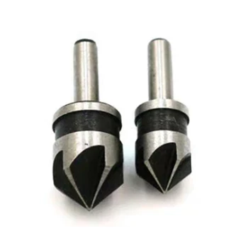 

2pcs 1/2'', 5/8'' Shank 5 Blade Round Countersink Drill Bit Degree Point Chamfering Cutter For Power Tool