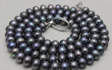 

FREE SHIPPING>>>@@ > N1485 Fresh water pearl necklace Black Bread shape 10-11mm 34" alloy clasp