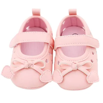 

Autumn Spring Soft Bottom Bowknot Baby Shoes Newborn Shoes PU Leather First Walkers Heart Pattern Prewalkers