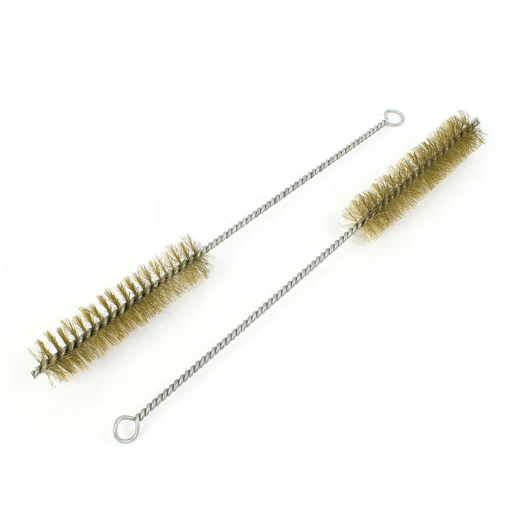 UESH 2Pcs 30mm Diameter Brass Wire Tube Brush Cleaning Tool 30cm Long