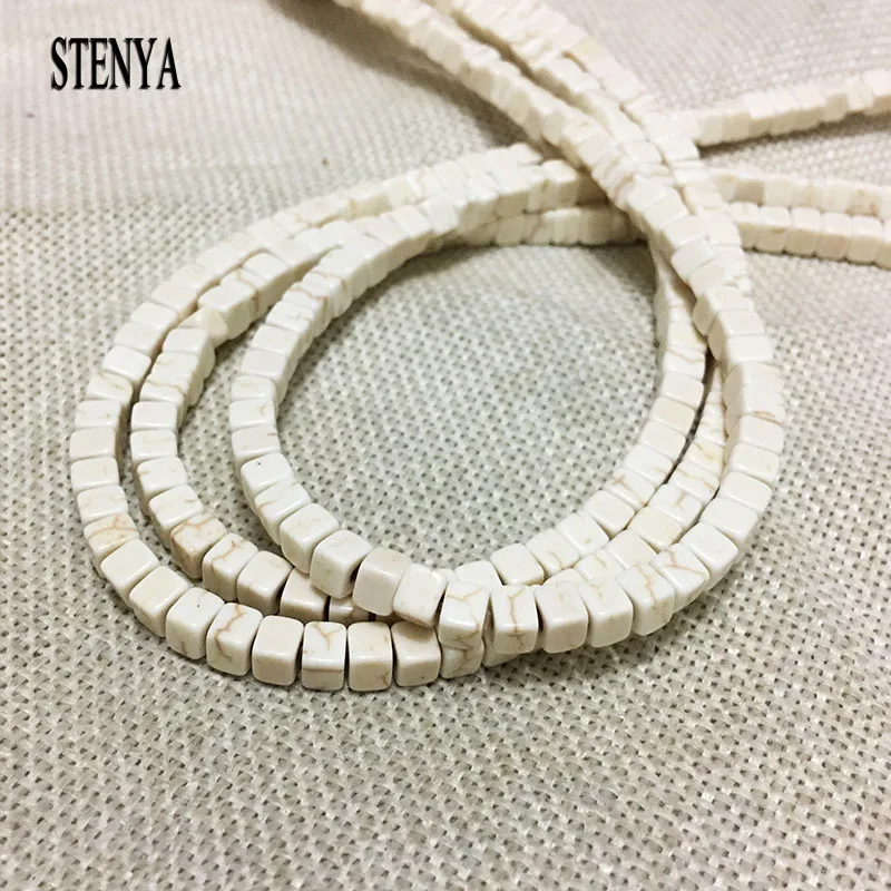 

Gem natural stone beads craft cube spacers jewelry findings long necklace charms tassels earrings bracelet 5x4mm handmade