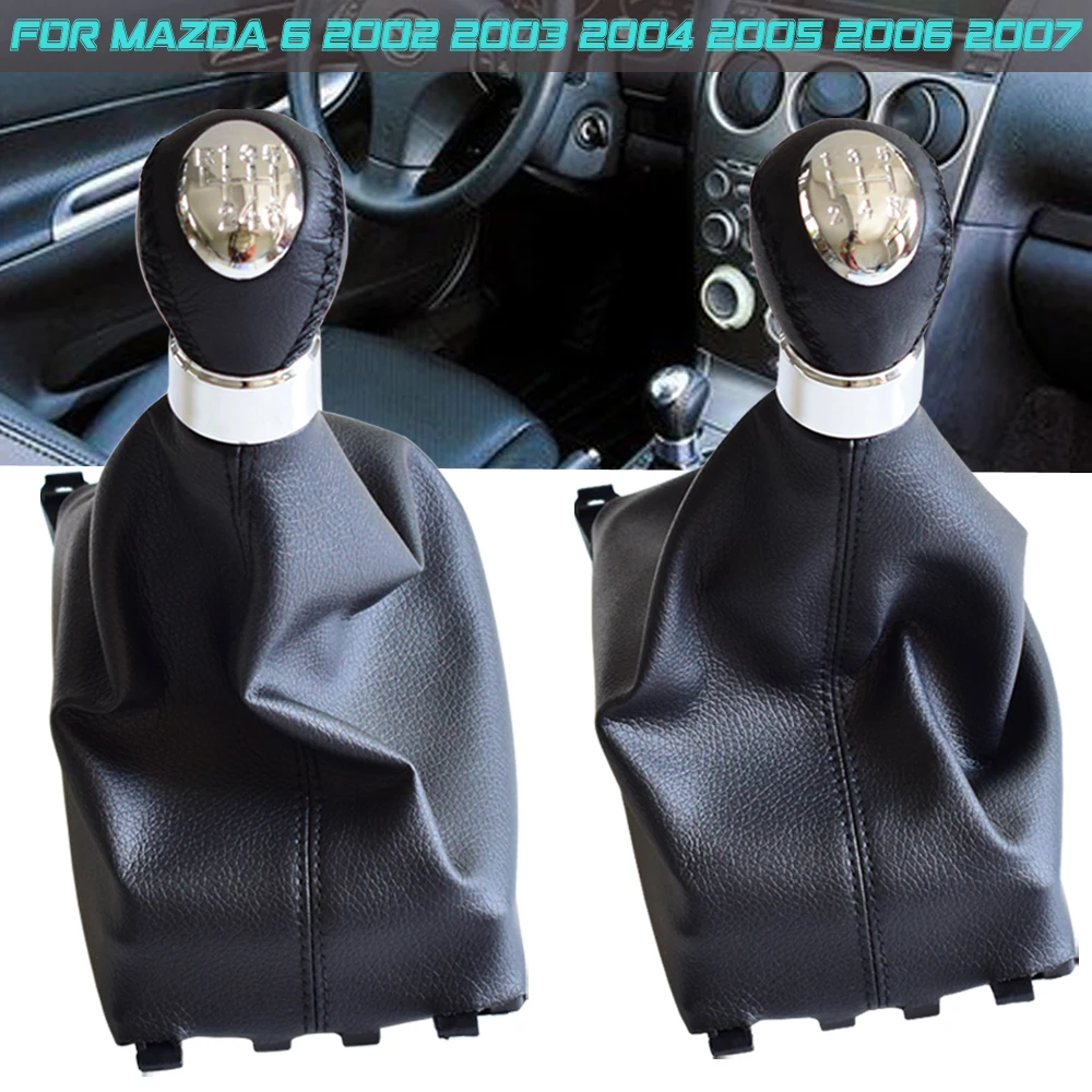 Car Styling MT Gear Shtick Shift Knob Lever Shifter For 5 6 Speed For Mazda 6 2002 2003 2004 2005 2006 2007 Gaiter Boot Cover