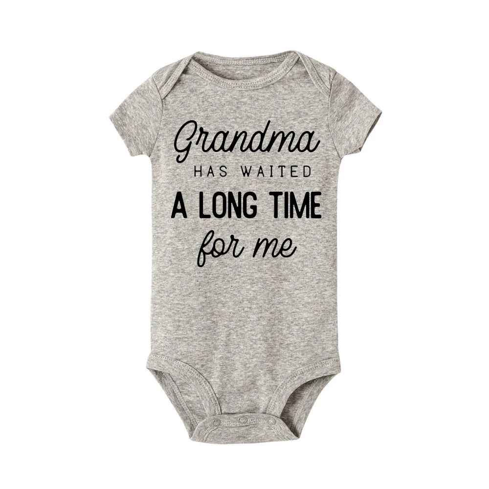 Grandma Waited A Long Time for Me Baby Girls Boys Jumpsuit Newborn Print Bodysuits Summer Kids Cute Clothes 0-24Months - Цвет: r632-SRPGY-