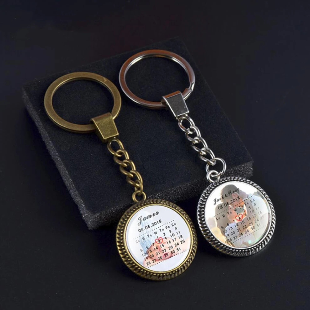 

Fathers Day Sale,Personalized Calendar Keychain,Signature calendar key chain Hand Stamped Calendar, Date highlighted with heart