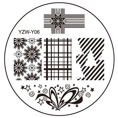LCJ 5,5 см круглый шаблон для стемпинга для нейл-арта изображения пластины 20 видов конструкций YZW-Y серии ногтей штамповки пластины Маникюр трафарет набор - Цвет: Y06
