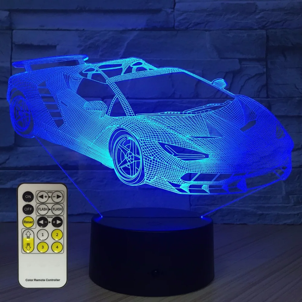  2018 Car Beside Lamp 7 Colors Change with Remote Kids Night Light Optical Illusion Lamps for Kids L - 32871094996