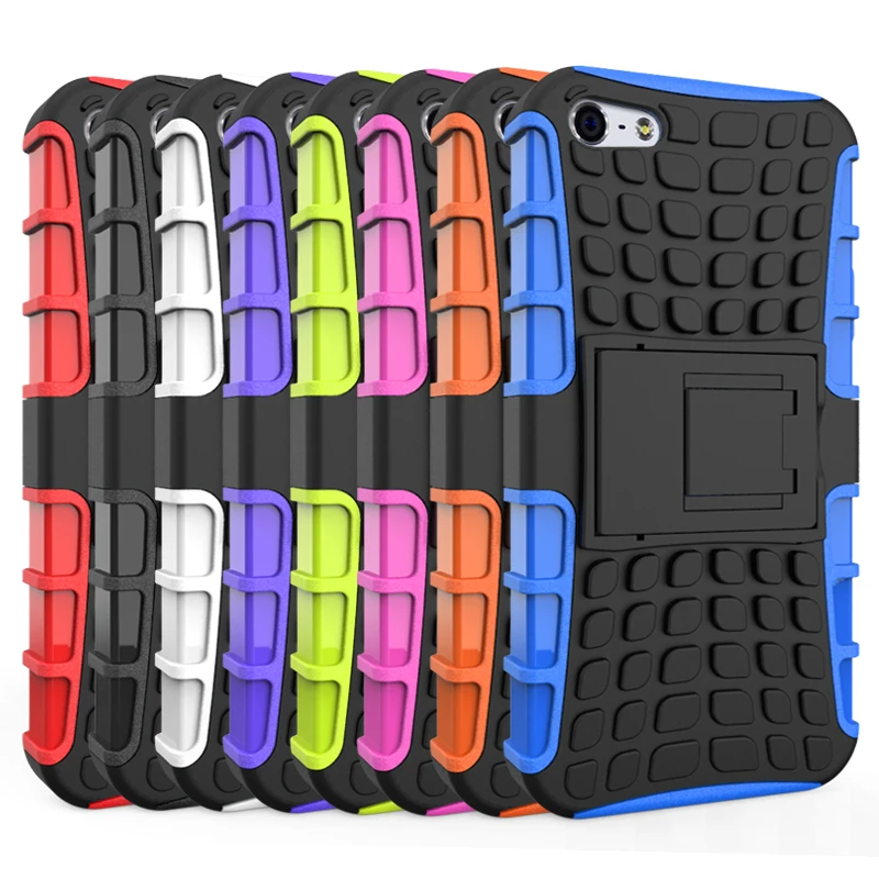 Silicon + Plastic 2 in 1 Dual Layer Tough Rugged Shockproof Stand Phone
