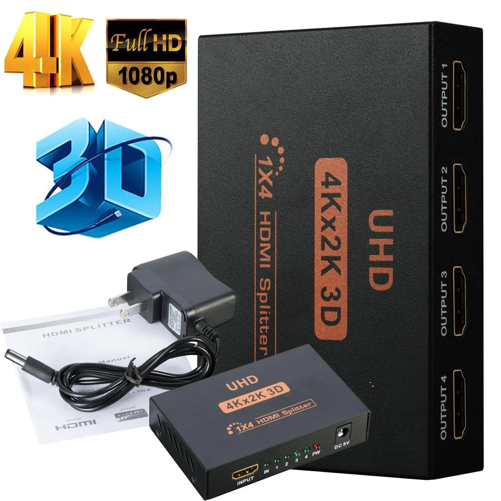 UHD 3D 4K * 2K Full HD 1080p 1X4 HDMI сплиттер коммутатор 4 порта концентратор усилитель