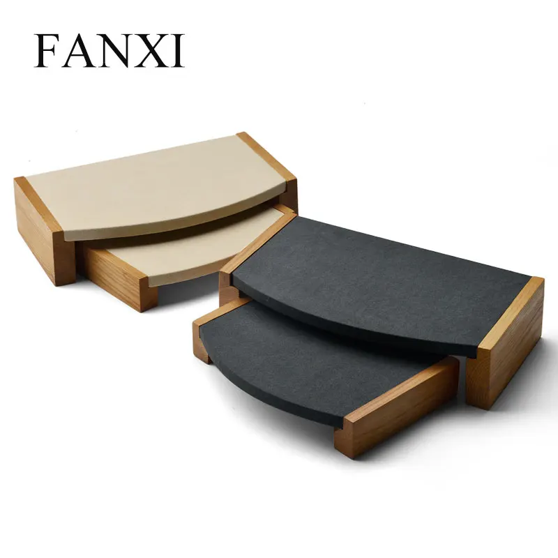 

FANXI 2 Pieces /set Wooden bracelet bangle Pendant Ring display stand with microfiber multifunctional jewelry Holder Showcase