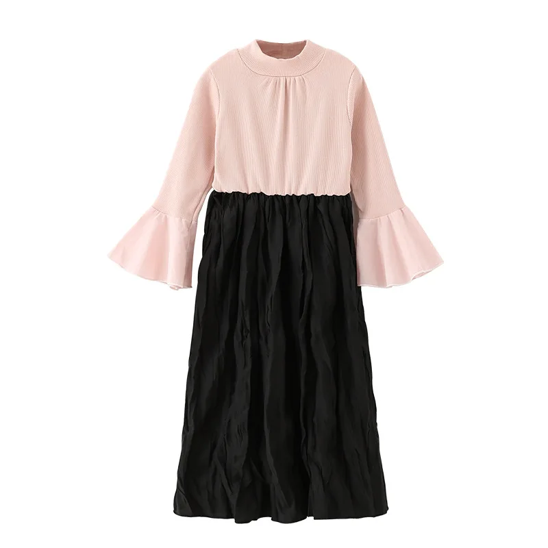 

4 -16 yrs teenage girls knit long sleeve dress children long princess dresses 2018 autumn winter casual school big girls clothes