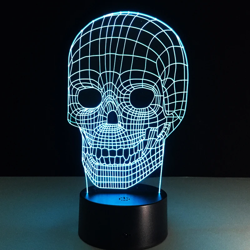 Новинка 3D Светодиодный лампа Illusion luminaria череп головы USB Настольный светильник Touch RGB 7 цветов пеленальный столик ночник прикроватные