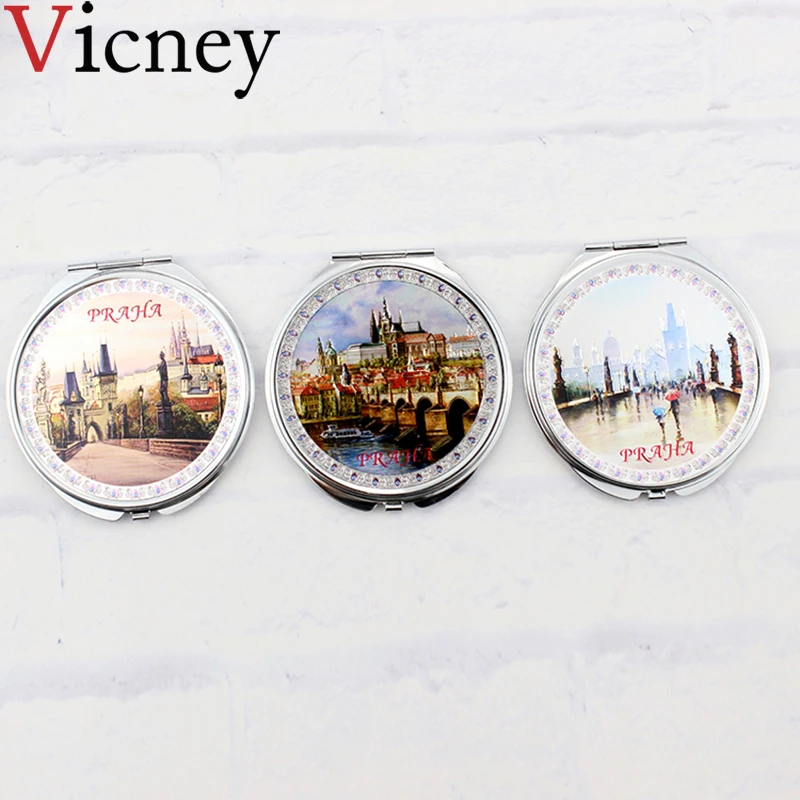 

Vicney New arrival Double-sided Hand Mirror Makeup Small Fresh Natural Pocket Mirror Compact Folded Portable Beauty Tool