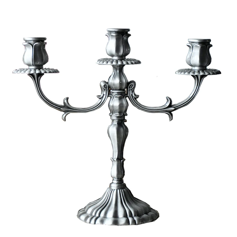 

Rose Metal Retro-European Romantic Three-Headed Candlestick Simple Modern Home Decoration Wedding Projects Candlestick