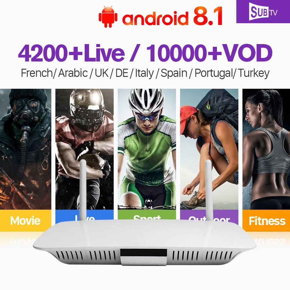 

IPTV Europe France Q1404 Android 8.1 set top Box with 1 Year SUBTV Code IPTV Subscription Arabic Canada Turkey Germany IPTV Box
