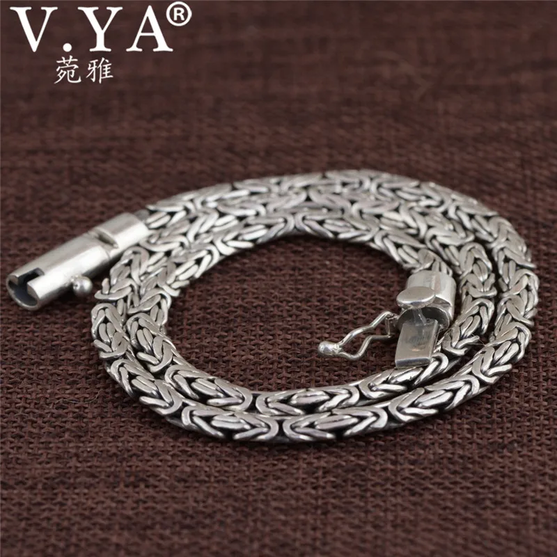 

V.YA Heavy Chain Necklaces Solid 925 Sterling Silver Men Necklace Punk Style Thai Silver Link Necklace 45 50 55 cm Men's Jewelry
