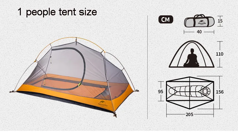 Naturehike Велоспорт одиночные палатки Водонепроницаемый 1 2 человек альпинизмом треккинг горный PU4000 Палатка Сверхлегкий 1,3 кг