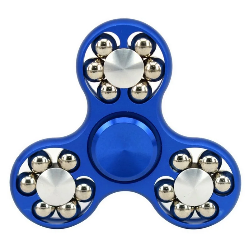 18 Beads Aluminium Alloy Fidget Spinner Metal High Speed Hand Spiner Top Spinning Anti Stress Decompression Handspinner Tri EDC
