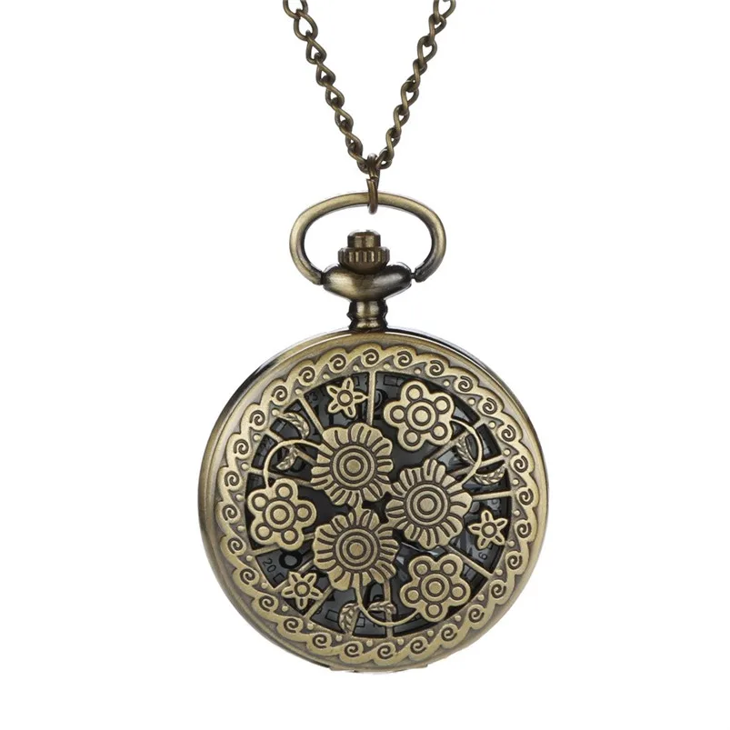 Men Bronze Pocket Watch Personalized Pattern Steampunk Vintage Quartz Roman Numerals Pocket Watches For Grandpa Dad D21 (8)