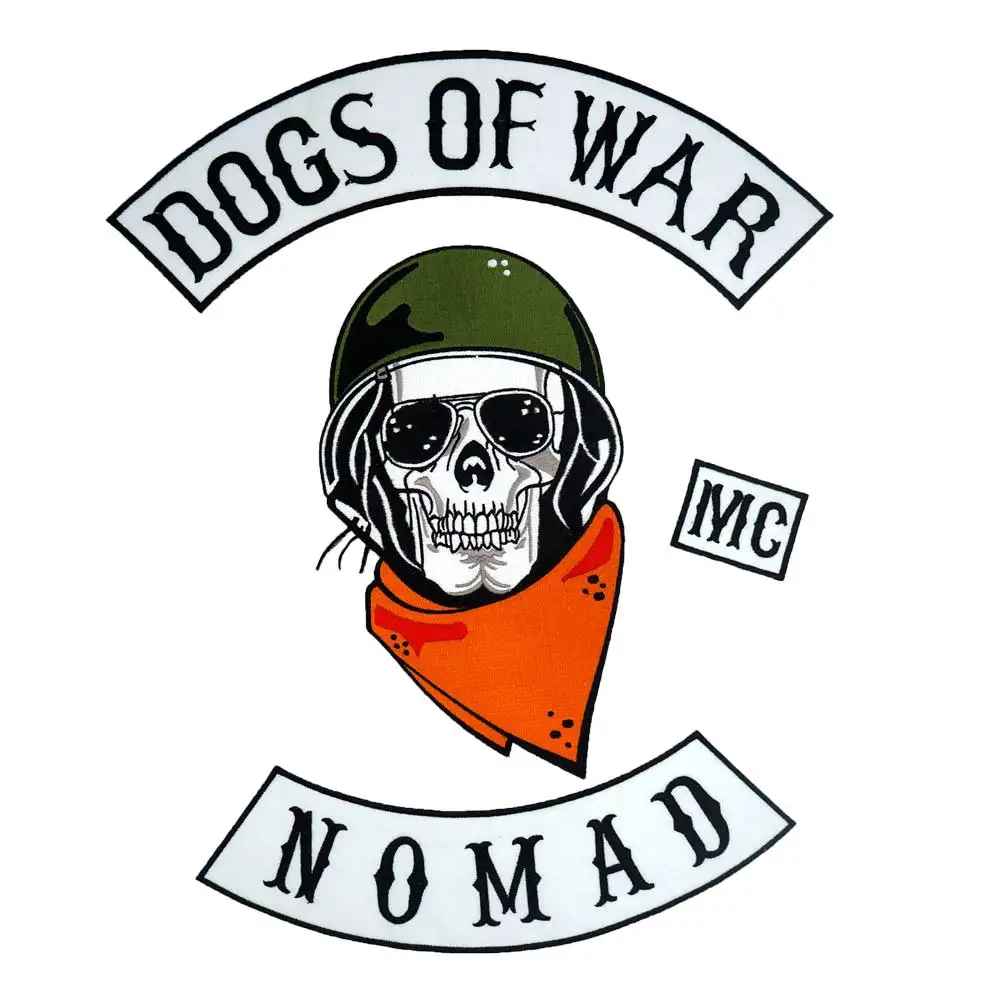 

DOGS OF WAR NOMAD Biker Rider Biker Rider Patch BACKING Embroidered biker Patches Badge 4 PCS/set