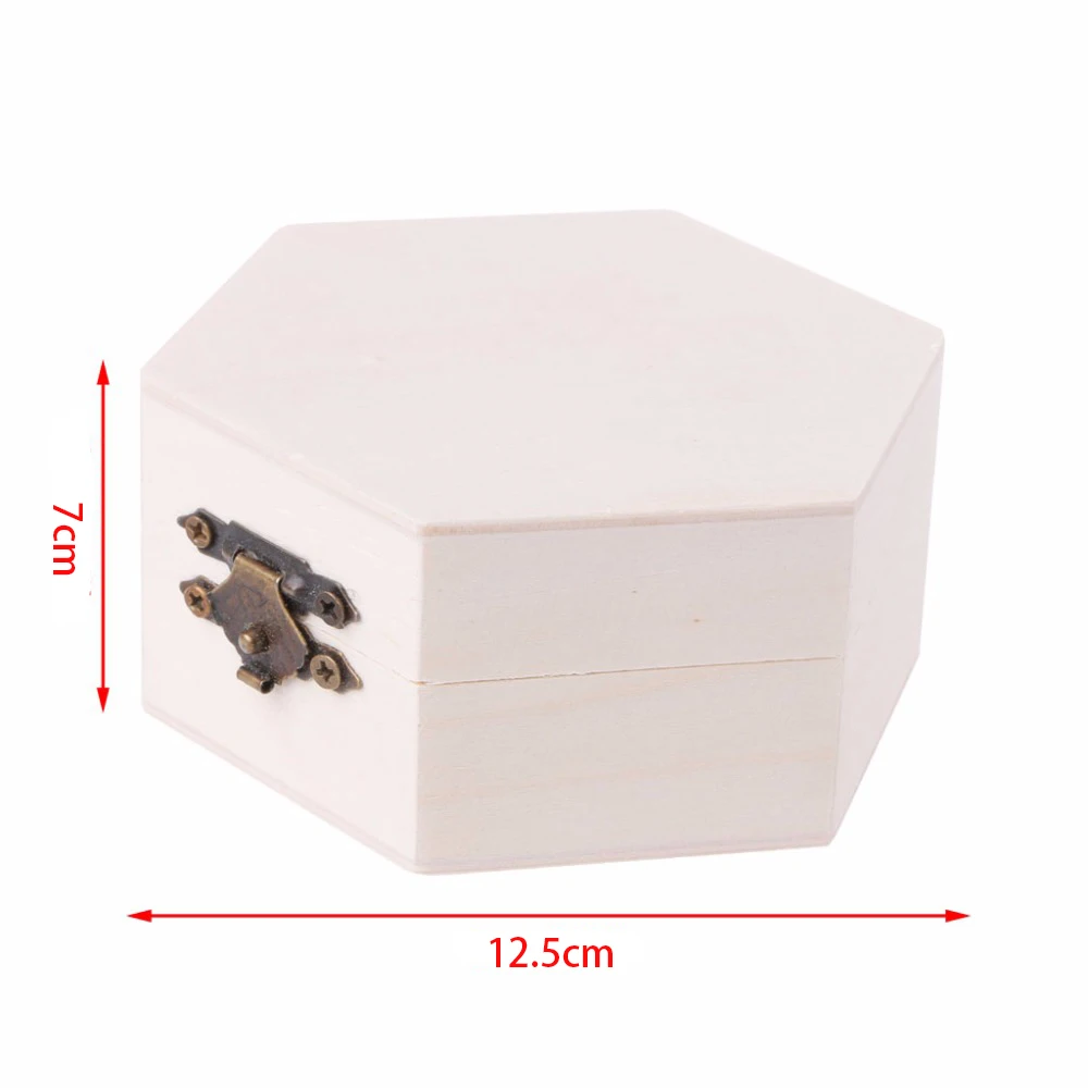

1Pc Exquisite Polygon Shape Wooden Jewelry Box Makeup Organizer Crafts Storage Case Home Organizer Gift Box White