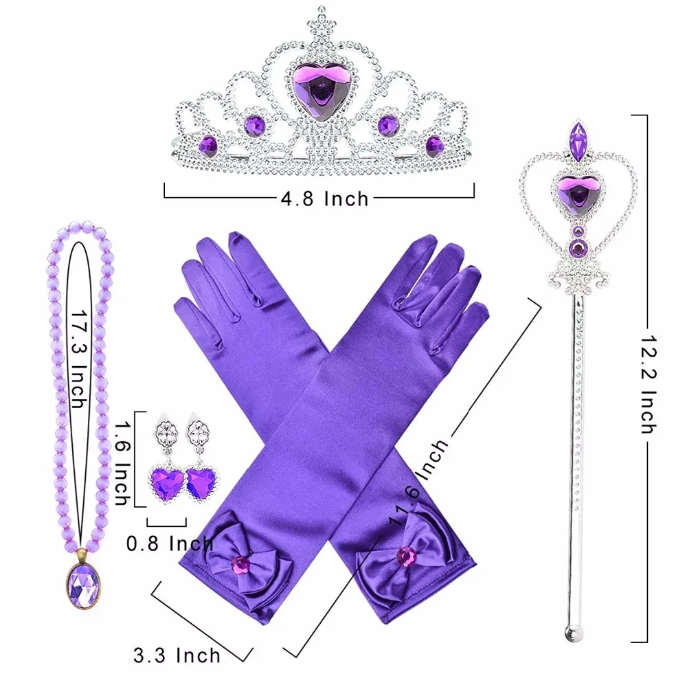 Frozen Party Dress up Accessory Set for Birthday Girl Princess Party Costume Cosplay Game Crown Scepter Necklace Earrings Gloves