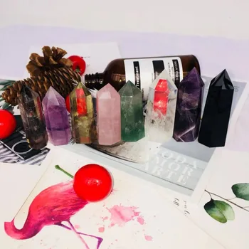 

8pcs natural obsidian,clear,citrine,smoky,amethyst,pink,green fluorite Crystal gemstone point Metaphysical chakra set for decor