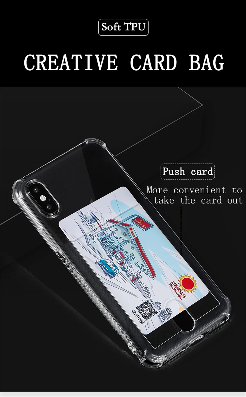  For IPhone 7 8 Plus XR XS MAX Credit Card Holder Soft TPU Transparent Back Cover For iPhone 5S 6 6S Plus Wallet Silicone Cases (9)