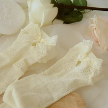 Милые гетры Лолита для принцесс; милые кружевные носки с бантом для девочек; большие носки; DW12