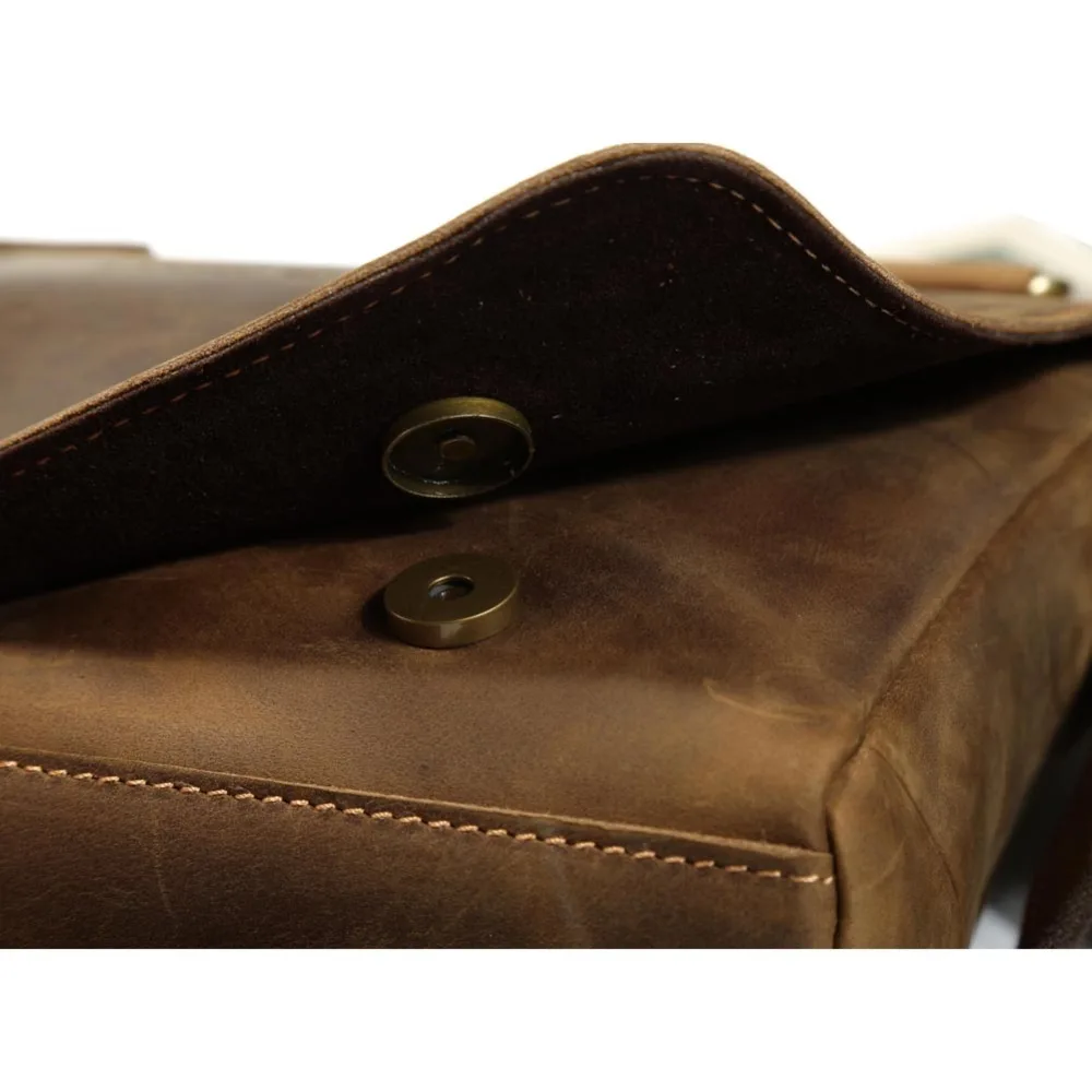 Tiding/Винтажные Толстые Сумки через плечо из натуральной кожи, подходящие для ноутбука 13 дюймов, Повседневная однотонная мягкая мужская сумка, коричневая 1006