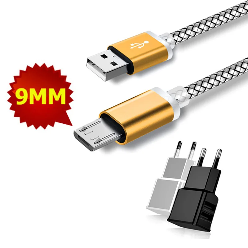 

9mm Long Micro USB Cable Nylon Braided Usb Charging Cables For Leagoo Kiicaa Power M9 M8 Pro Doogee S60 S55 Charger Adapter Cord