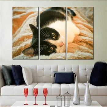 

No Framed 3 Pieces Nordic Poster Animals Cat and Dog Decorative Paintings Canvas Wall Art Pictures for Living Room Home Decor