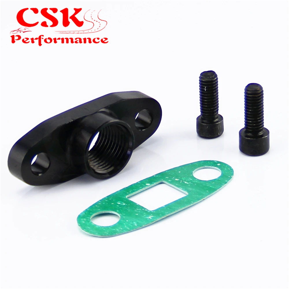 

1 Pcs 1/2" NPT T3 T4 Female Turbo Oil Drain Outlet Flange Gasket Adapter Black/Silver