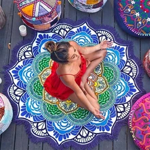 Женская шикарная кисточка индийская МАНДАЛА ГОБЕЛЕН с принтом лотоса богемский пляжный коврик для йоги солнцезащитный круглый бикини покрывало