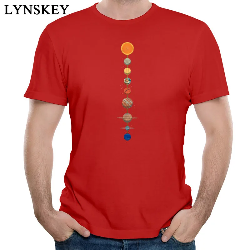 Round Neck T Shirts Group Summer Tops Shirts Short Sleeve for Students Brand New 100% Cotton Fabric Planets Design Tee-Shirt red