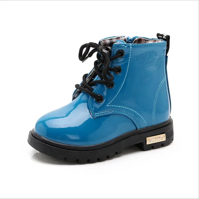 Size21 36 Детские Ботинки Martin для девочек ПУ кожаные водонепроницаемые ботинки