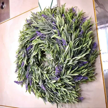 

Simulate Lavender Wreath Pretty Garland Floriation Hanging Pendant Decoration For Home Wedding Photo Prop