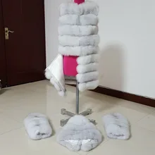 Winter Real Blue Fox Fur Coat Thick Warm Imitation Of Sables Women’s Light Brown Long Jacket The fox fur coat hood
