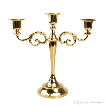 

Hot Metal Candle Holders 5-arms/3-arms Stand Wedding Decoration Candelabra Centerpiece stick Silver/Gold