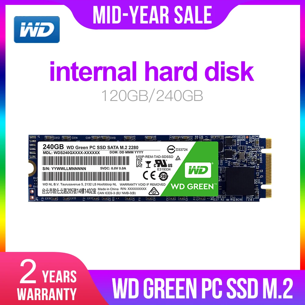 WD SSD зеленый ПК 120 ГБ 240 ГБ M.2(2280) NGFF ноутбук внутренний жесткий диск interno hd ноутбук жесткий диск disque Western Digital